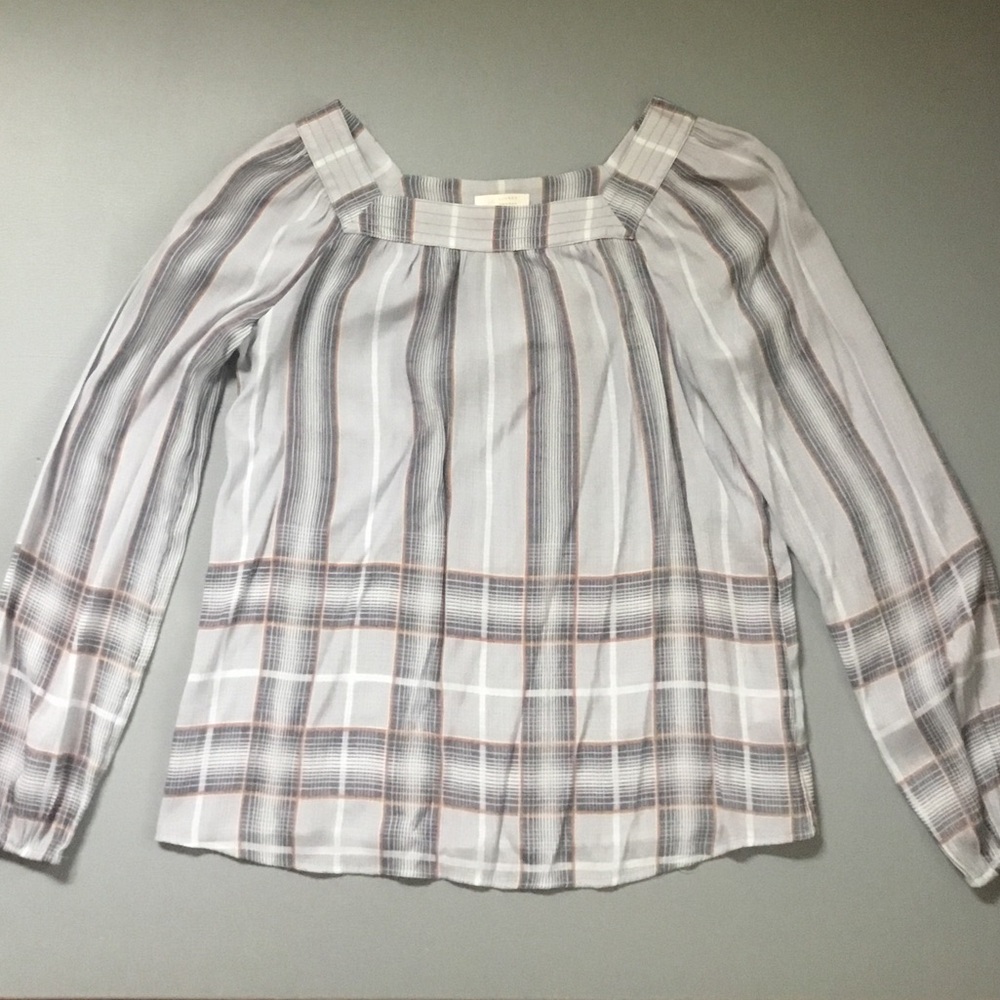Lauren Conrad Stripe Plaid Pheasant Top